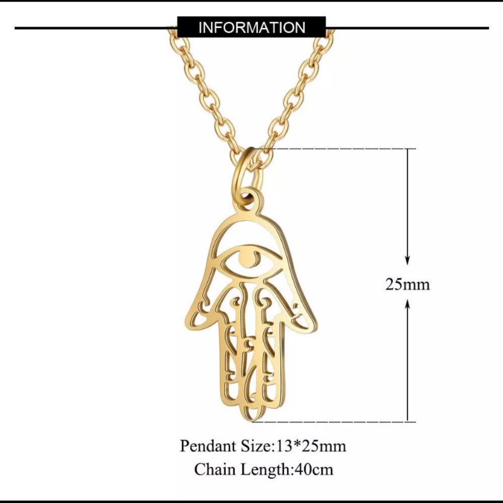 Hamsa necklace stainless steel - Picture 3 of 3